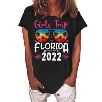 Womens Girls Trip Florida 2022 Weekend Summer Vacation Birthday Women's Loosen Crew Neck Short Sleeve T-Shirt - Seseable