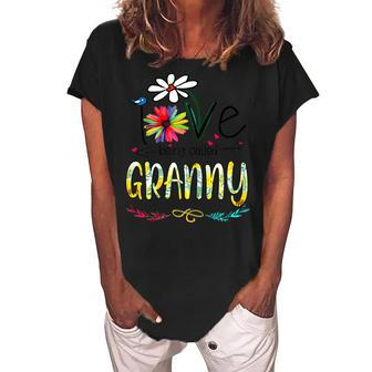 Womens I Love Being Called Granny Sunflower Mothers Day Gift Women's Loosen Crew Neck Short Sleeve T-Shirt - Thegiftio UK