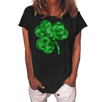 Womens St Patricks Day Shamrock Lucky Green Women's Loosen Crew Neck Short Sleeve T-Shirt - Thegiftio UK
