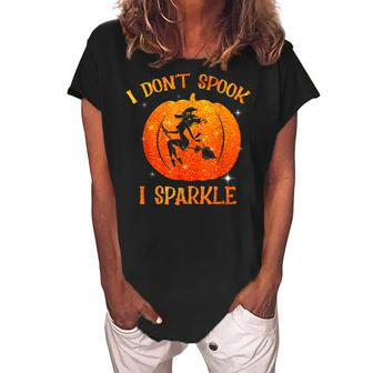 Womens Womens I Dont Spook I Sparkle Halloween Witch Women's Loosen Crew Neck Short Sleeve T-Shirt - Thegiftio UK