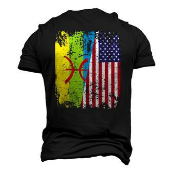 Amazigh Roots Half American Flag Proud Of Kabyle Flag Men's 3D T-Shirt Back Print | Mazezy