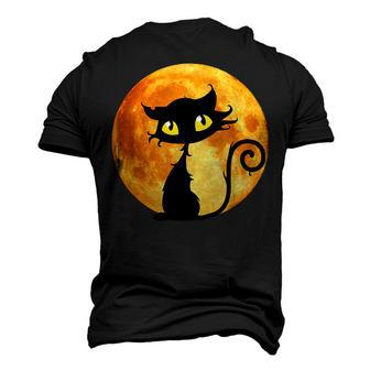 Black Cat Full Moon Halloween Cool Ideas For Holidays Men's 3D T-shirt Back Print - Seseable
