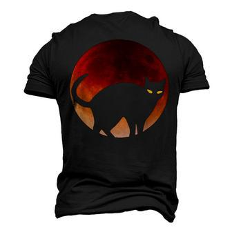 Black Cat Red Blood Silhouette Moon Pet Mom Dad Halloween Men's 3D T-shirt Back Print - Seseable