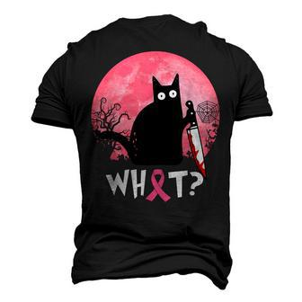 Breast Cancer Black Cat What Halloween Cat With Knife Men's 3D T-shirt Back Print - Seseable