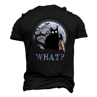 Cat What Murderous Black Cat With Knife Halloween Costume V2 Men's 3D T-shirt Back Print - Seseable