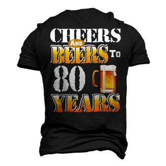 Cheers And Beers To 80 Years Funny 80Th Birthday Beer Lover Men's 3D Print Graphic Crewneck Short Sleeve T-shirt - Thegiftio UK