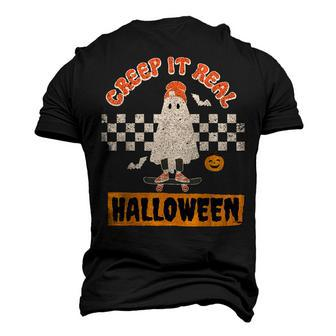 Creep It Real Retro Halloween Ghost Skateboarding Men's 3D T-shirt Back Print - Seseable