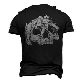 Cute Black Cat Skull Kitty Skeleton Scary Halloween Costume Men's 3D T-shirt Back Print - Seseable