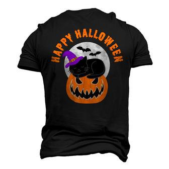 Cute Black Cat Witch Scary Pumpkin Happy Halloween Men's 3D T-shirt Back Print - Seseable