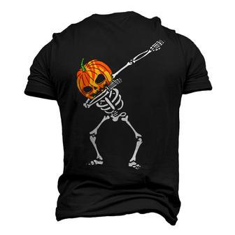 Dabbing Skeleton Pumpkin Head - Halloween Dancing Skeleton Men's 3D T-shirt Back Print - Seseable