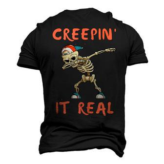 Dancing Skeleton And Dab Press For Halloween Men's 3D T-shirt Back Print - Seseable