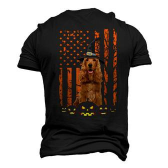English Cocker Spaniel Dog Pumpkin American Flag Halloween Men's T-shirt 3D Print Graphic Crewneck Short Sleeve Back Print - Thegiftio UK