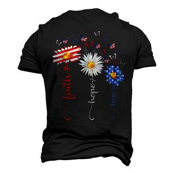 Faith Hope Love Butterfly Daisy Christians God 4Th Of July Men's 3D T-shirt Back Print - Seseable