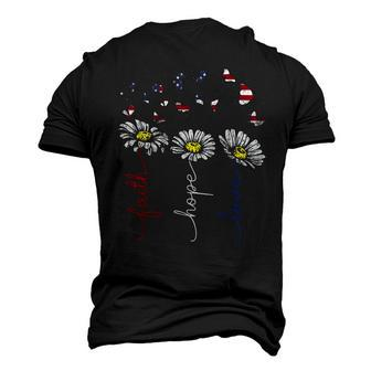 Faith Hope Love Daisy Flowers 4Th Of July Independence Day Men's 3D T-shirt Back Print - Seseable