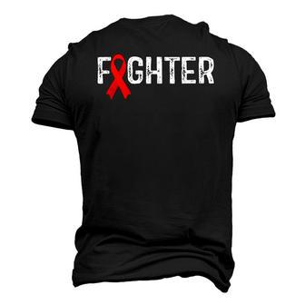 Fighter Blood Cancer Awareness Red Ribbon Men's 3D T-Shirt Back Print | Mazezy