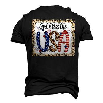 God Bless America Leopard Christian 4Th Of July Patriotic Men's 3D T-shirt Back Print - Seseable