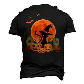 Halloween Cute Witch Cat Mom Pumpkin Graveyard Spooky Cat Men's 3D T-shirt Back Print - Seseable