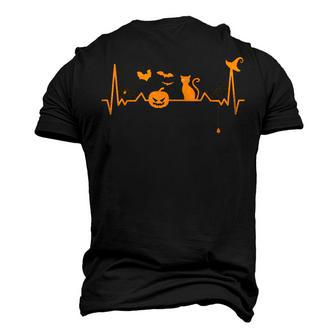 Halloween Lovers Heartbeat Pumpkin Black Cat - Halloween Men's 3D T-shirt Back Print - Seseable
