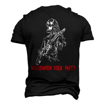 Halloween Rock Party Dancing Guitar Skeleton Playing Rock Men's 3D T-shirt Back Print - Seseable