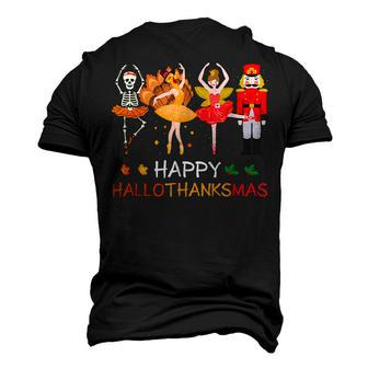 Happy Hallothanksmas Ballet Skeleton Dancing Halloween Party Men's 3D T-shirt Back Print - Seseable