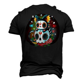 Happy Halloween Cute Black Cat Dia De Los Muertos Men's 3D T-shirt Back Print - Seseable