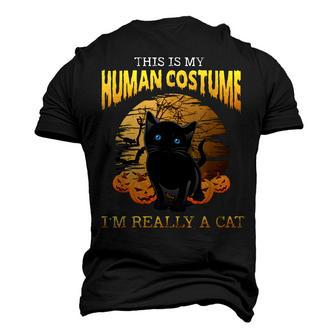 This Is My Human Costume Im Really A Cat Black Halloween Men's 3D T-shirt Back Print - Seseable