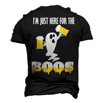 Im Just Here For The Boos Beer Ghost Funny Halloween Men's 3D Print Graphic Crewneck Short Sleeve T-shirt - Thegiftio UK