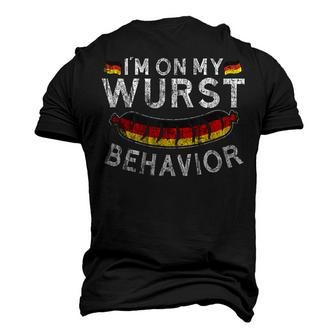 Im On My Wurst Behavior Funny German Oktoberfest Germany Men's T-shirt 3D Print Graphic Crewneck Short Sleeve Back Print - Thegiftio UK