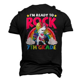 Im Ready To Rock 7Th Grade Unicorn Girls Back To School Men's T-shirt 3D Print Graphic Crewneck Short Sleeve Back Print - Thegiftio UK