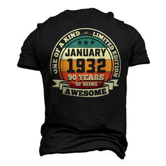January 1932 90Th Birthday 90 Years Of Being Awesome Men's 3D T-shirt Back Print - Seseable