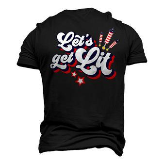 Lets Get Lit Fireworks 4Th Of July Retro Vintage Men's 3D T-shirt Back Print - Seseable