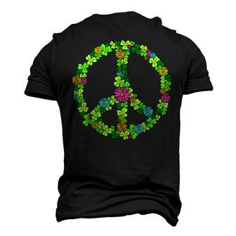 Lucky Shamrock Peace Sign St Patricks Day Hippie Clover Leaf Men's T-shirt 3D Print Graphic Crewneck Short Sleeve Back Print - Thegiftio UK