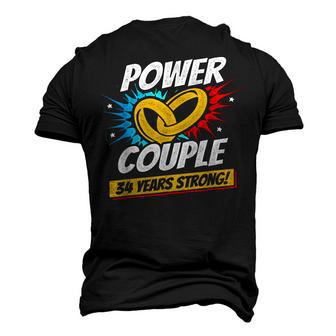 Married 34 Years Power Couple 34Th Wedding Anniversary Men's 3D T-shirt Back Print - Seseable