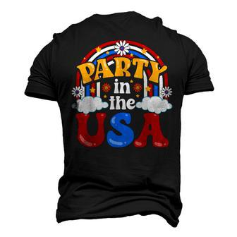 Party In The Usa Vintage Daisy Flowers 4Th Of July Patriotic Men's 3D T-shirt Back Print - Seseable