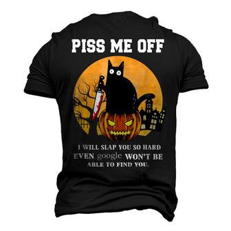 Piss Me Off Murder Black Cat Scary Pumpkin Halloween Men's 3D T-shirt Back Print - Seseable
