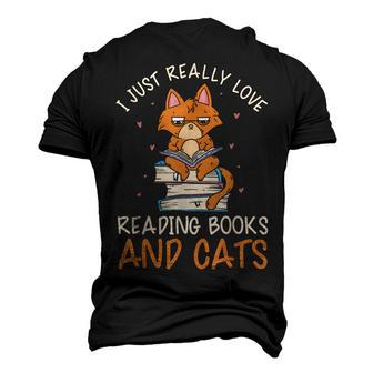 Reading Books And Cats Cat Book Lovers Reading Book Men's 3D Print Graphic Crewneck Short Sleeve T-shirt - Thegiftio UK