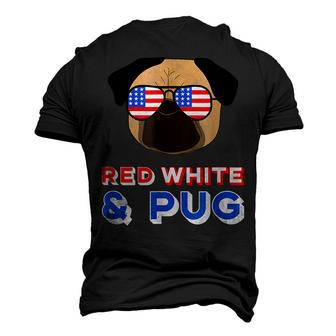 Red White And Pug Usa Dog 4Th July Men's 3D T-shirt Back Print - Seseable