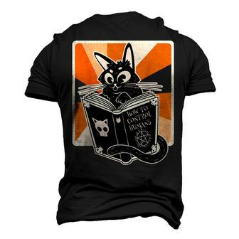 Retro Halloween Black Cat Witch Book Cat Lover Men's 3D T-shirt Back Print - Seseable