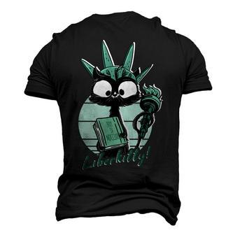 Statue Of Liberty Cat Liberkitty 4Th July Black Cat Men's 3D T-shirt Back Print - Seseable
