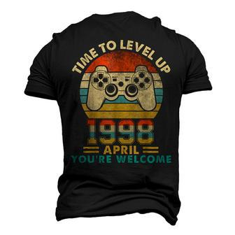 Vintage 1998 April 24 Years Old Video Gamer 24Th Birthday Men's 3D T-shirt Back Print - Seseable