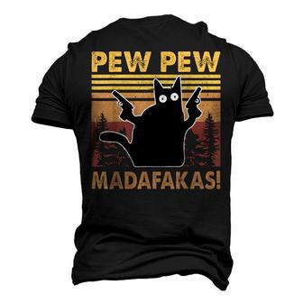 Vintage Black Cat Pew Pew Madafakas Crazy Cat Lovers V2 Men's 3D T-shirt Back Print - Seseable