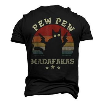 Vintage Pew Pew Madafakas Crazy Black Cat Halloween Men's 3D T-shirt Back Print - Seseable