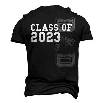Vintage Senior 2023 Class Grad Proud Dad Class Of 2023 V2 Men's T-shirt 3D Print Graphic Crewneck Short Sleeve Back Print - Thegiftio UK