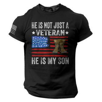 He Is Not Just A Veteran He Is My Son American Flag On Sleeve Men Tee USA Distressed Flag T-Shirt - Seseable