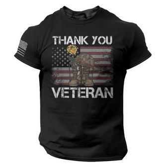Thank You Veterans Combat Boots American Flag Veteran Day American Flag On Sleeve Men Tee USA Distressed Flag T-Shirt - Seseable