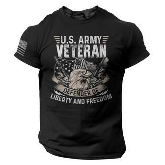 Us Army Veteran Defender Of Liberty 4Th Of July Day American Flag On Sleeve Men Tee USA Distressed Flag T-Shirt - Seseable
