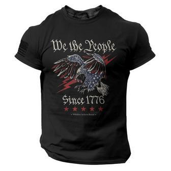We The People Eagle American Flag Patriotic 4Th Of July 1776 American Flag On Sleeve Men Tee USA Distressed Flag T-Shirt - Seseable