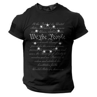 We The People Preamble Us Constitution 4Th Of July Patriotic American Flag On Sleeve Men Tee USA Distressed Flag T-Shirt - Seseable