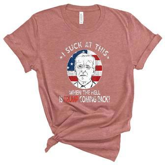 Funny Halloween Joe Biden Sucks When The Hell Is Trump Coming Back Funny Desig Women's Short Sleeve T-shirt Unisex Crewneck Soft Tee - Thegiftio UK