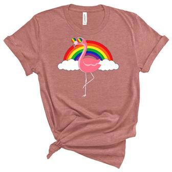 Gay Flamingo Rainbow Pride Women's Short Sleeve T-shirt Unisex Crewneck Soft Tee - Thegiftio UK